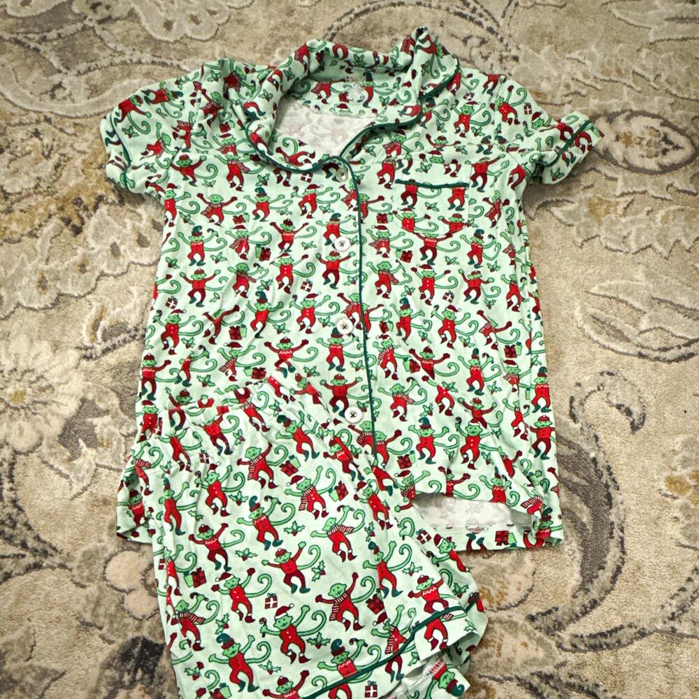 Roller Rabbit Women’s XS 100% Pima Cotton Christmas Elf Button Pajama Set
